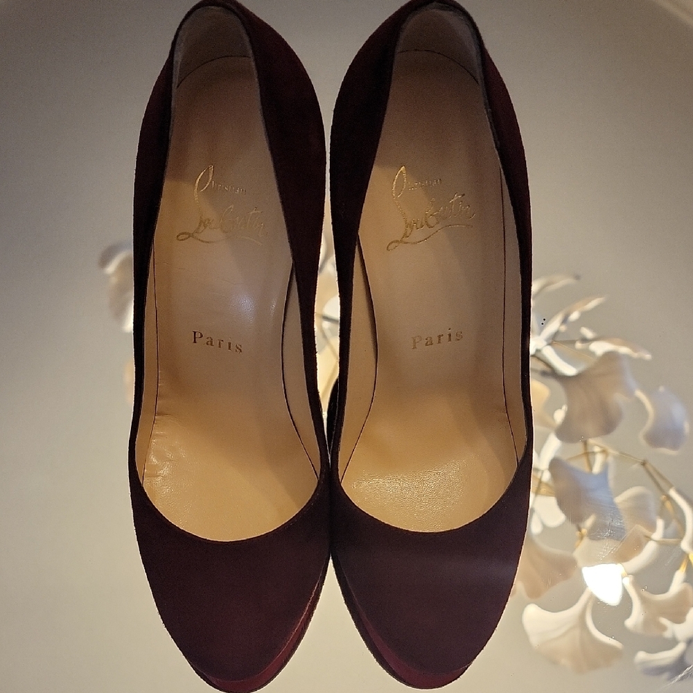 Christian Louboutin Dark Red Suede Heels 4in Heels